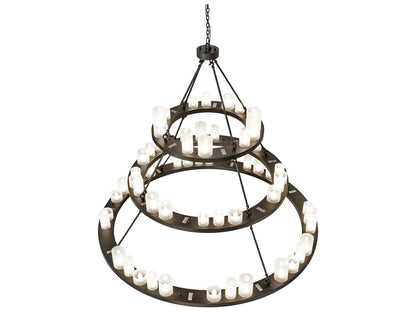 Meyda Loxley 63-Light Tiered Chandelier in Oil Rubbed Bronze with Clear Frosted Acrylic