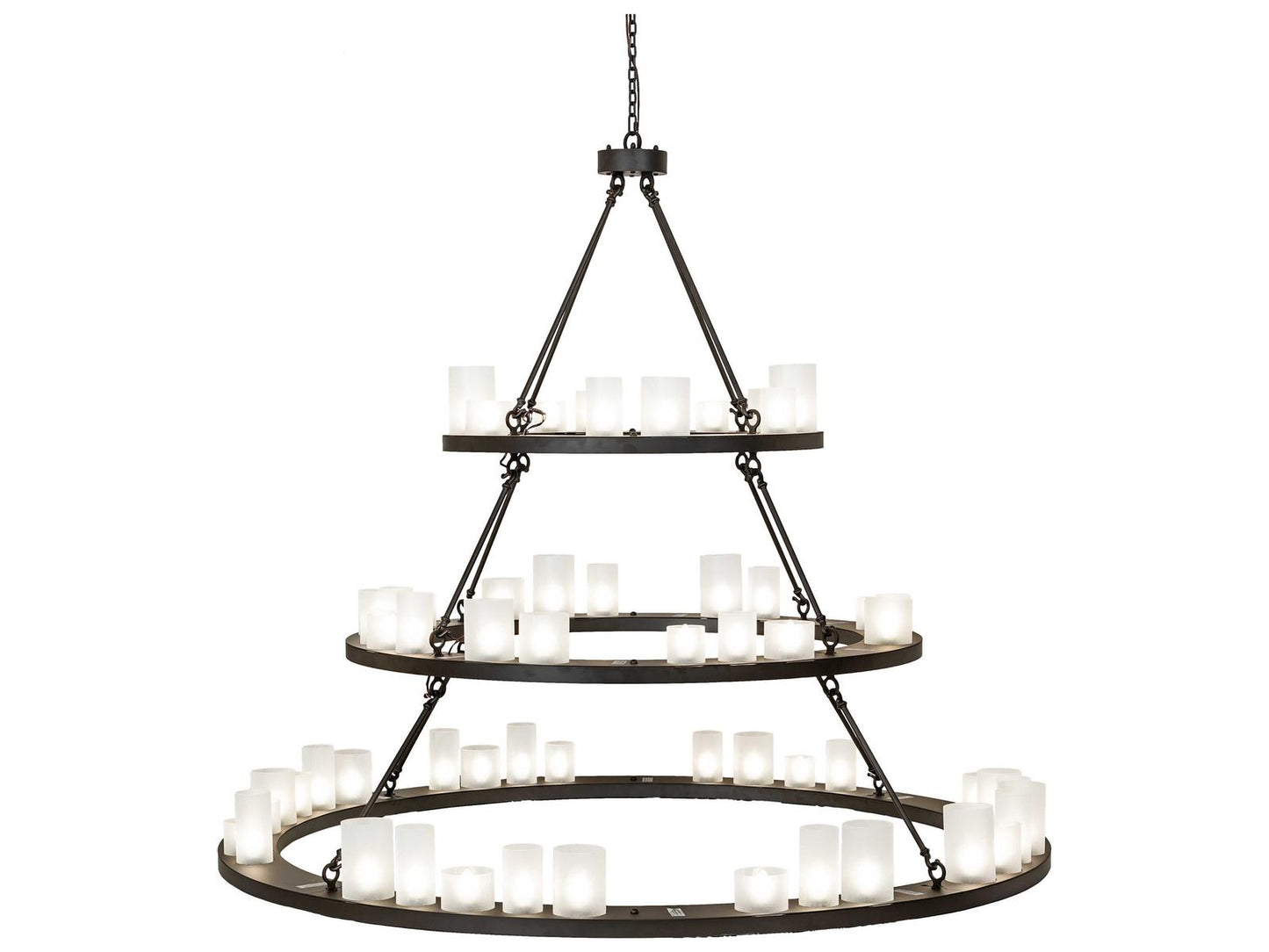 Meyda Loxley 63-Light Tiered Chandelier in Oil Rubbed Bronze with Clear Frosted Acrylic