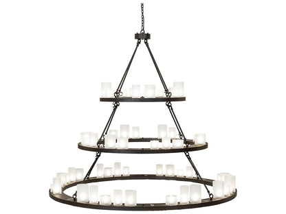 Meyda Loxley 63-Light Tiered Chandelier in Oil Rubbed Bronze with Clear Frosted Acrylic
