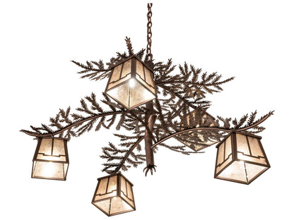 Meyda Pine Branch Valley View 5-Light Chandelier in Mahogany Bronze with Silver Mica
