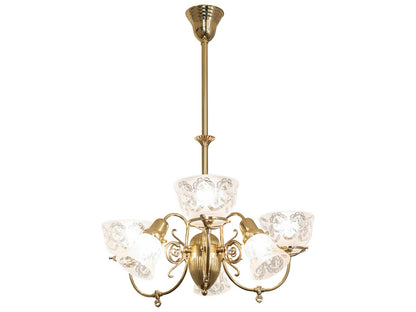 Meyda Revival 6-Light Chandelier in Polished Brass with Clear Glass Shades