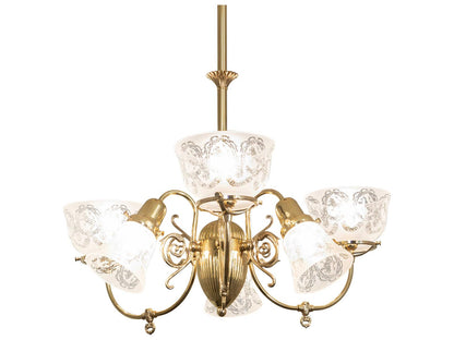 Meyda Revival 6-Light Chandelier in Polished Brass with Clear Glass Shades