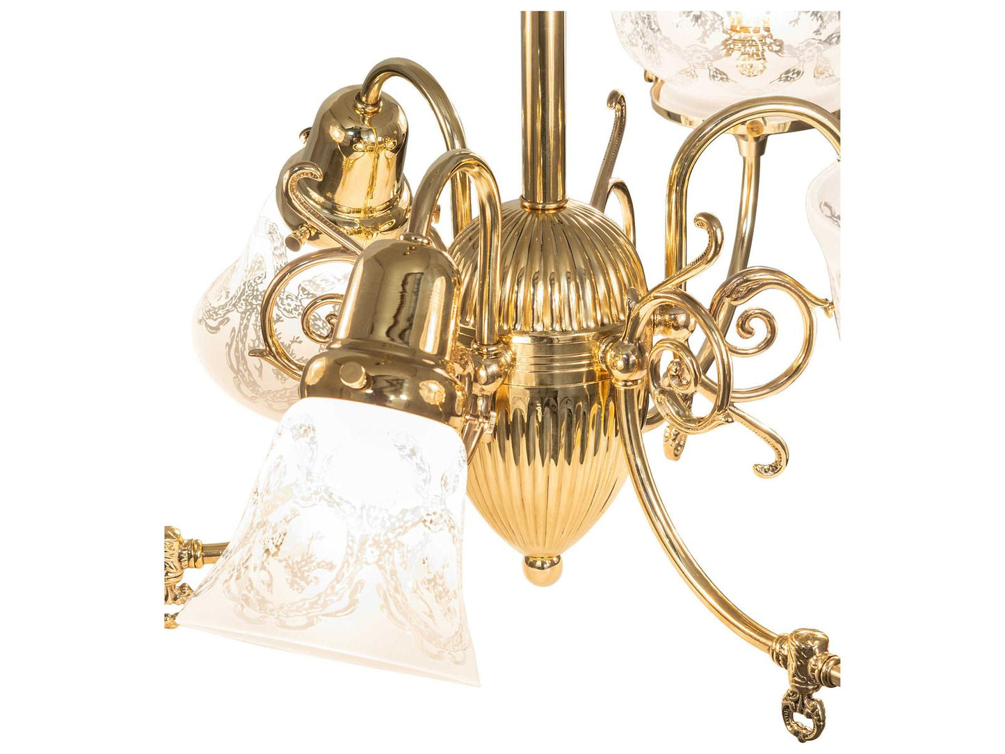 Meyda Revival 6-Light Chandelier in Polished Brass with Clear Glass Shades