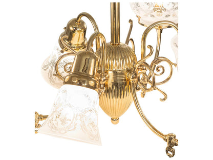 Meyda Revival 6-Light Chandelier in Polished Brass with Clear Glass Shades
