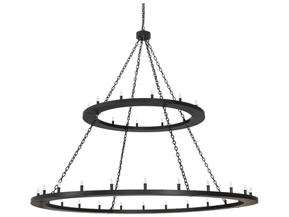 Meyda Loxley 36-Light Two-Tier Candelabra Chandelier in Solar Black