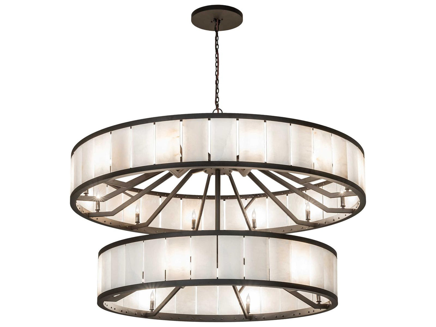 Meyda Hokaiseki 18-Light Chandelier in Oil Rubbed Bronze with Calcite Stone
