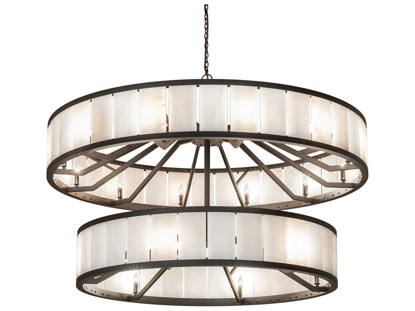 Meyda Hokaiseki 18-Light Chandelier in Oil Rubbed Bronze with Calcite Stone