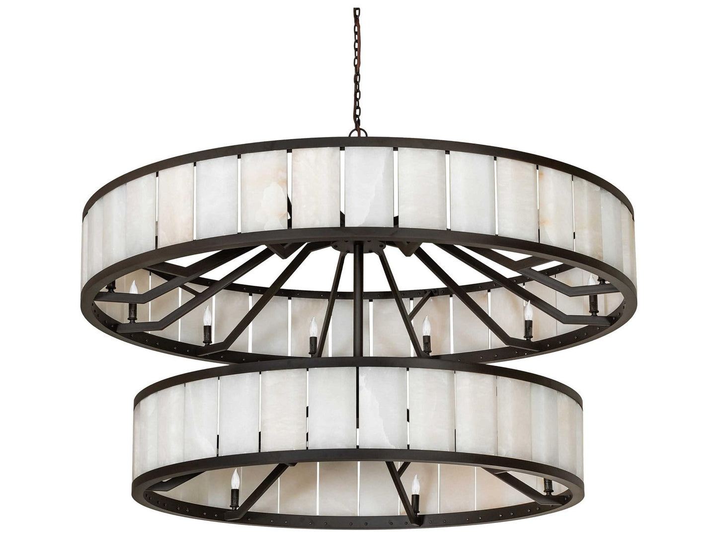 Meyda Hokaiseki 18-Light Chandelier in Oil Rubbed Bronze with Calcite Stone