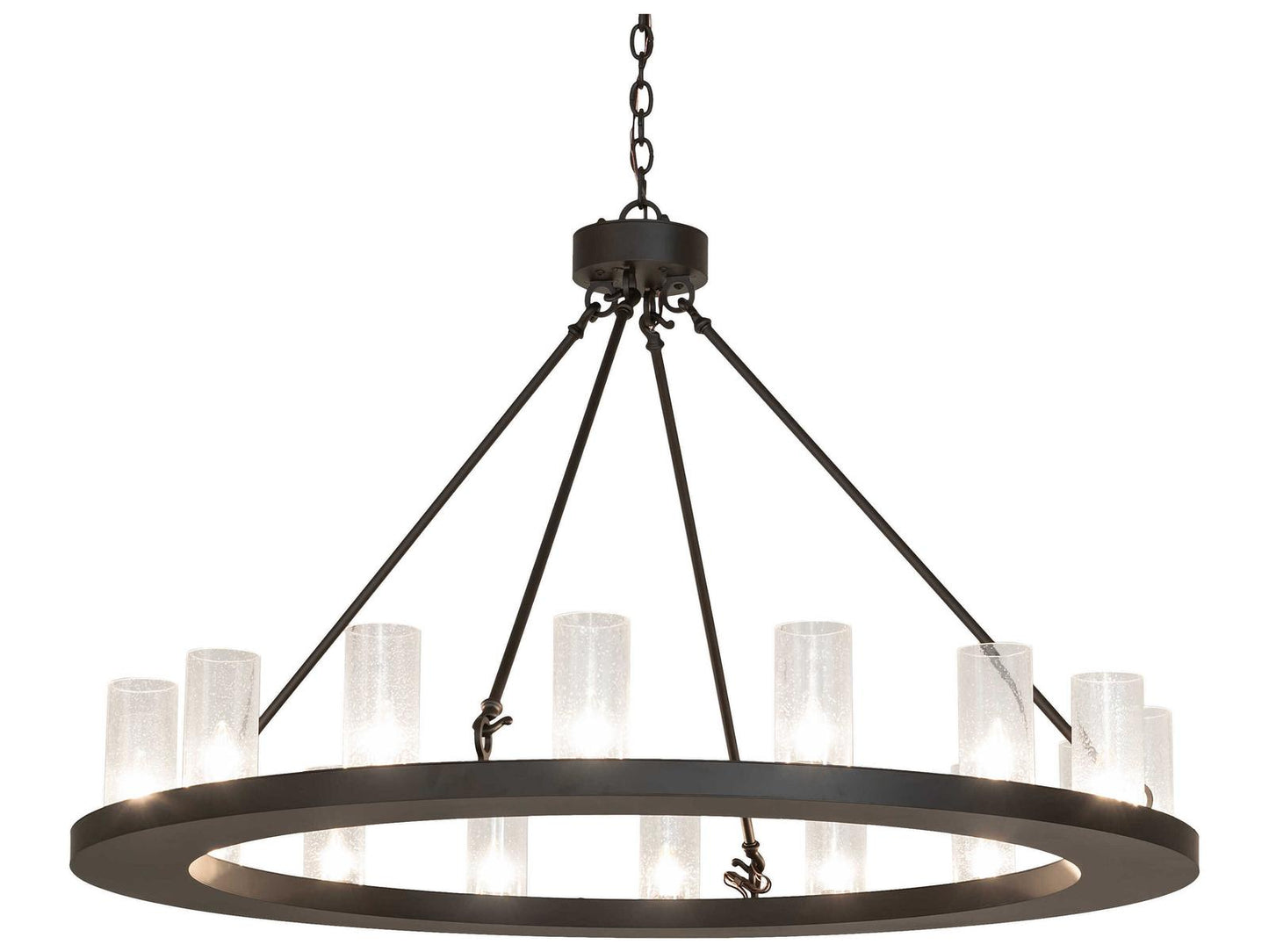 Meyda Loxley 16-Light Oil Rubbed Bronze Cylinder Chandelier with Seeded Glass