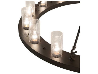 Meyda Loxley 16-Light Oil Rubbed Bronze Cylinder Chandelier with Seeded Glass