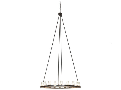 Meyda Loxley 20-Light Timeless Bronze Chandelier with Clear Glass Cylinders