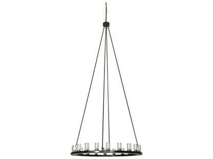 Meyda Loxley 20-Light Timeless Bronze Chandelier with Clear Glass Cylinders