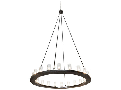 Meyda Loxley 20-Light Timeless Bronze Chandelier with Clear Glass Cylinders