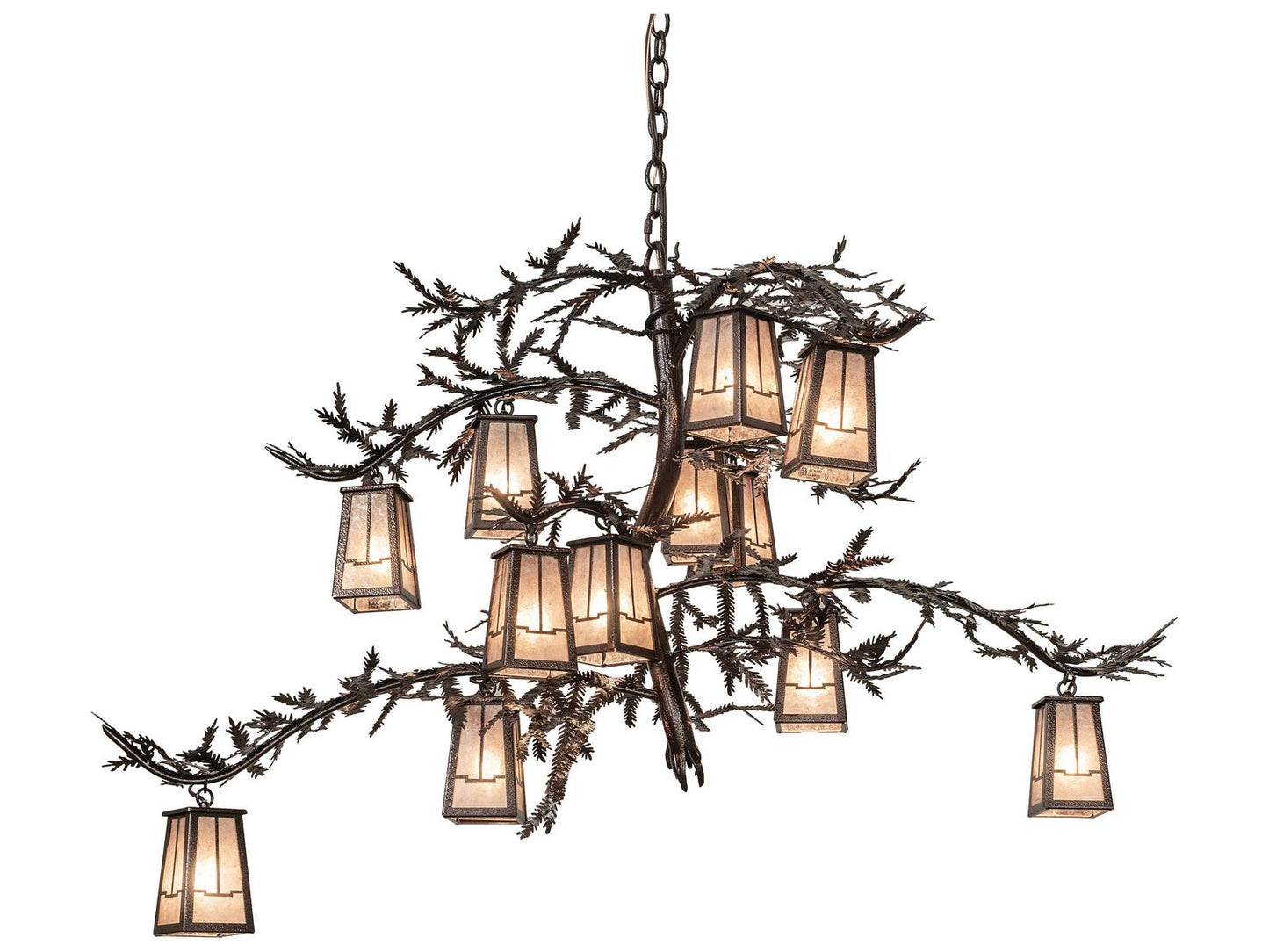 Meyda Pine Branch Valley View 12-Light Chandelier in Copper Vein