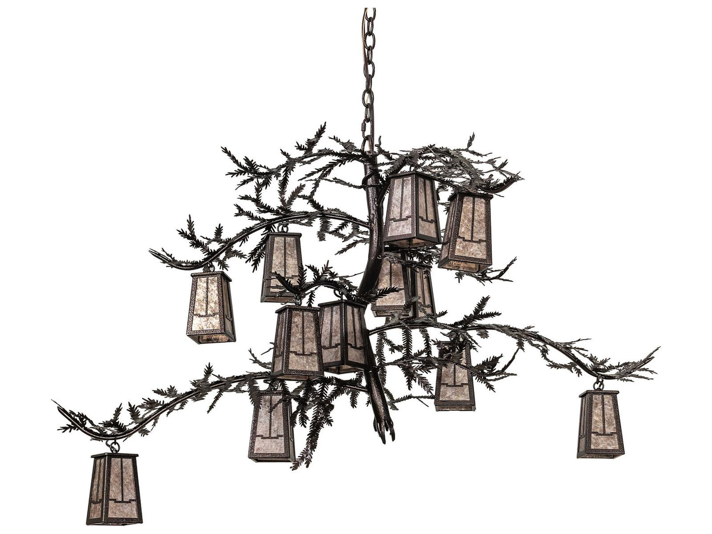 Meyda Pine Branch Valley View 12-Light Chandelier in Copper Vein