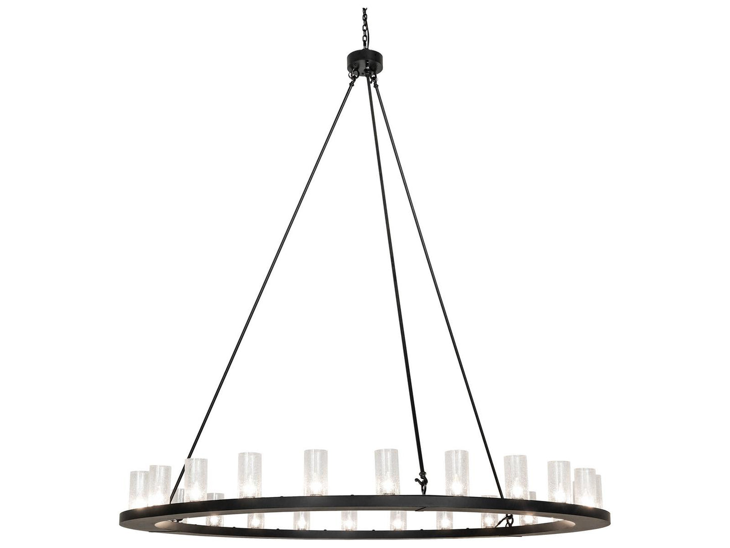 Meyda Loxley 24-Light Cylinder Chandelier in Solar Black with Clear Seeded Glass