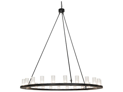 Meyda Loxley 24-Light Cylinder Chandelier in Solar Black with Clear Seeded Glass