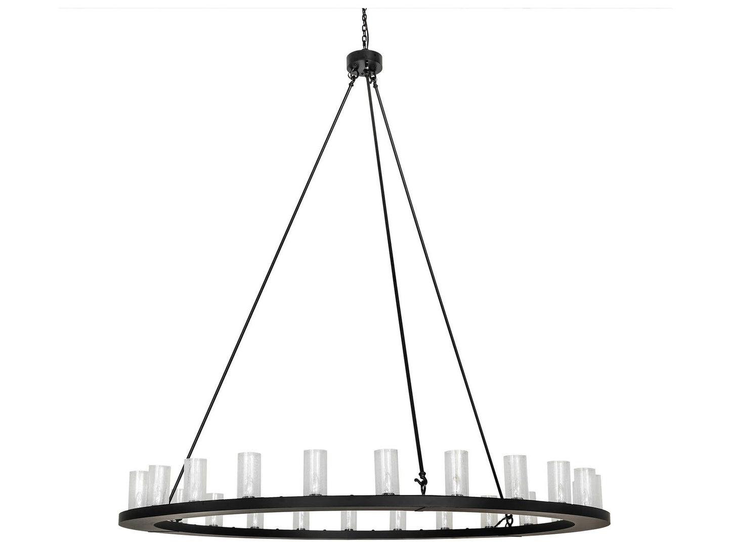 Meyda Loxley 24-Light Cylinder Chandelier in Solar Black with Clear Seeded Glass
