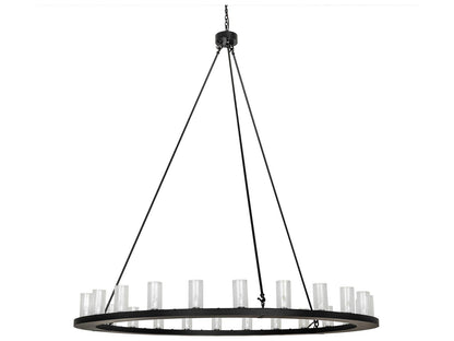 Meyda Loxley 24-Light Cylinder Chandelier in Solar Black with Clear Seeded Glass