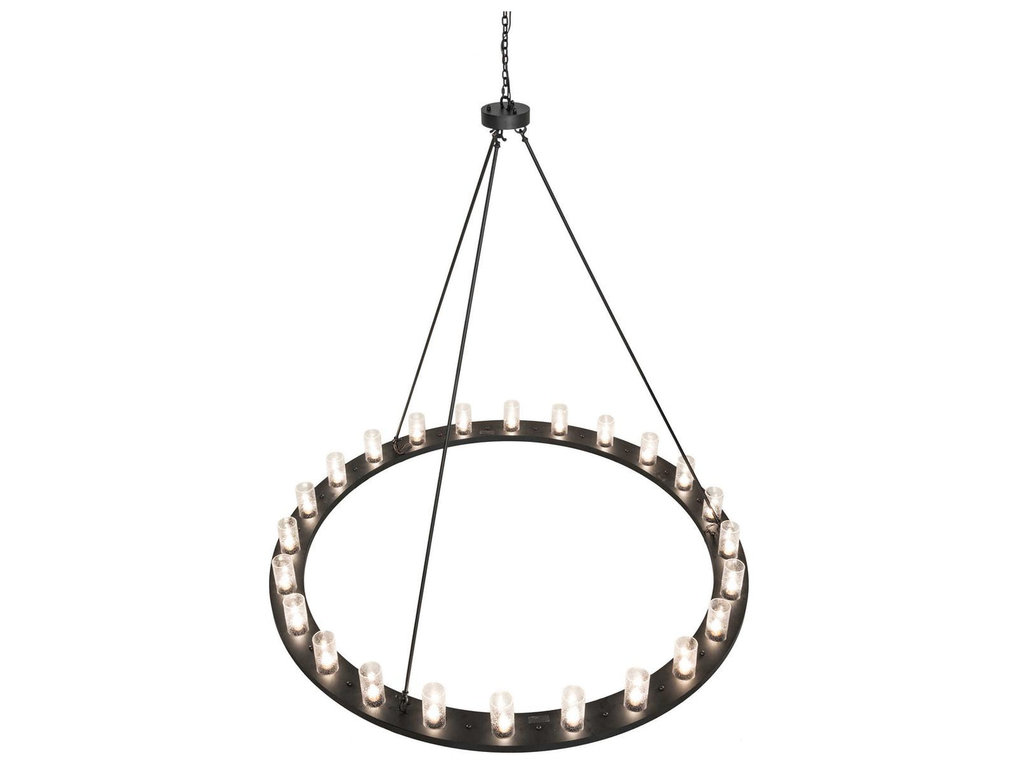Meyda Loxley 24-Light Cylinder Chandelier in Solar Black with Clear Seeded Glass
