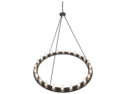Meyda Loxley 24-Light Cylinder Chandelier in Solar Black with Clear Seeded Glass