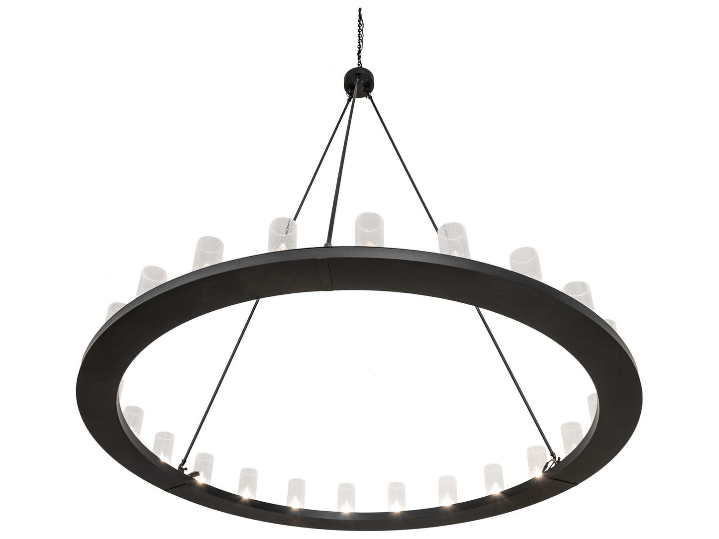 Meyda Loxley 24-Light Cylinder Chandelier in Solar Black with Clear Seeded Glass