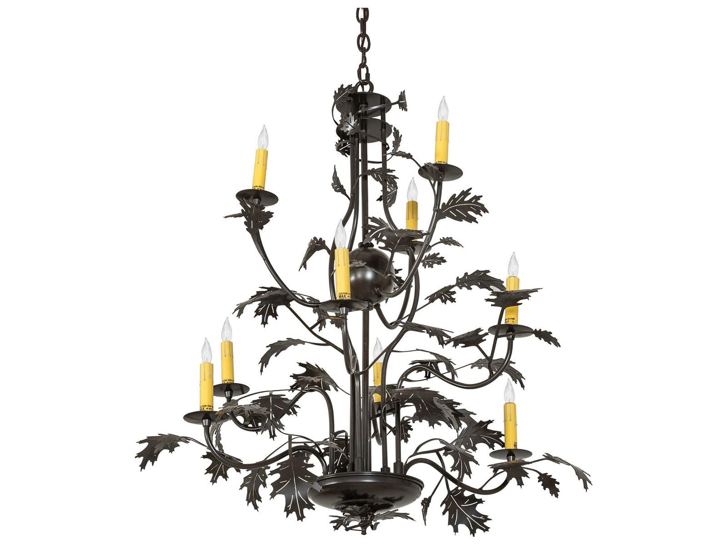 Meyda Oak Leaf 9-Light Candelabra Chandelier in Timeless Bronze