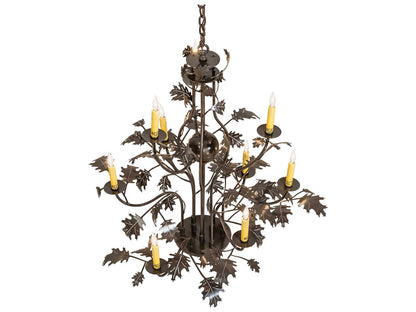 Meyda Oak Leaf 9-Light Candelabra Chandelier in Timeless Bronze