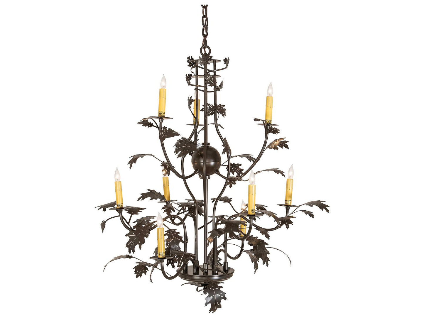 Meyda Oak Leaf 9-Light Candelabra Chandelier in Timeless Bronze