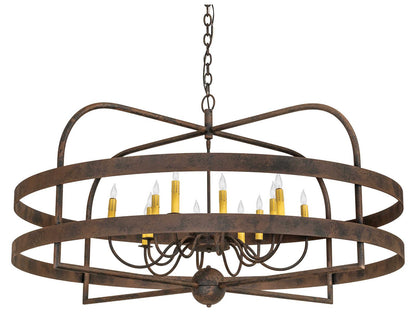 Meyda Aldari 12-Light Distressed Chestnut Brown Candelabra Chandelier