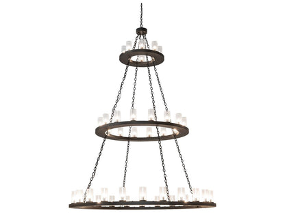 Meyda Loxley 48-Light Oil Rubbed Bronze Cylinder Tiered Chandelier with Clear Seeded Glass