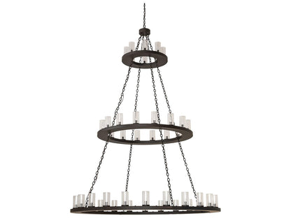 Meyda Loxley 48-Light Oil Rubbed Bronze Cylinder Tiered Chandelier with Clear Seeded Glass
