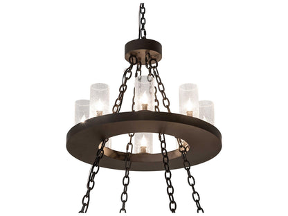 Meyda Loxley 48-Light Oil Rubbed Bronze Cylinder Tiered Chandelier with Clear Seeded Glass