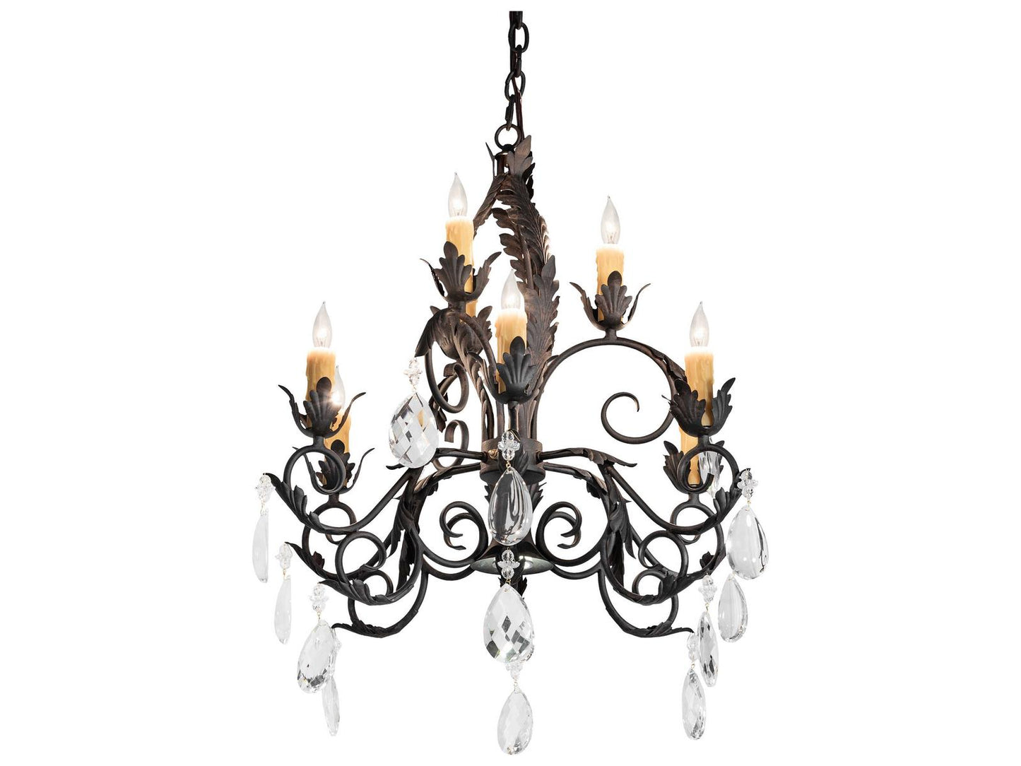 Meyda New Country French 9-Light Candelabra Chandelier in Chestnut Textured Brown
