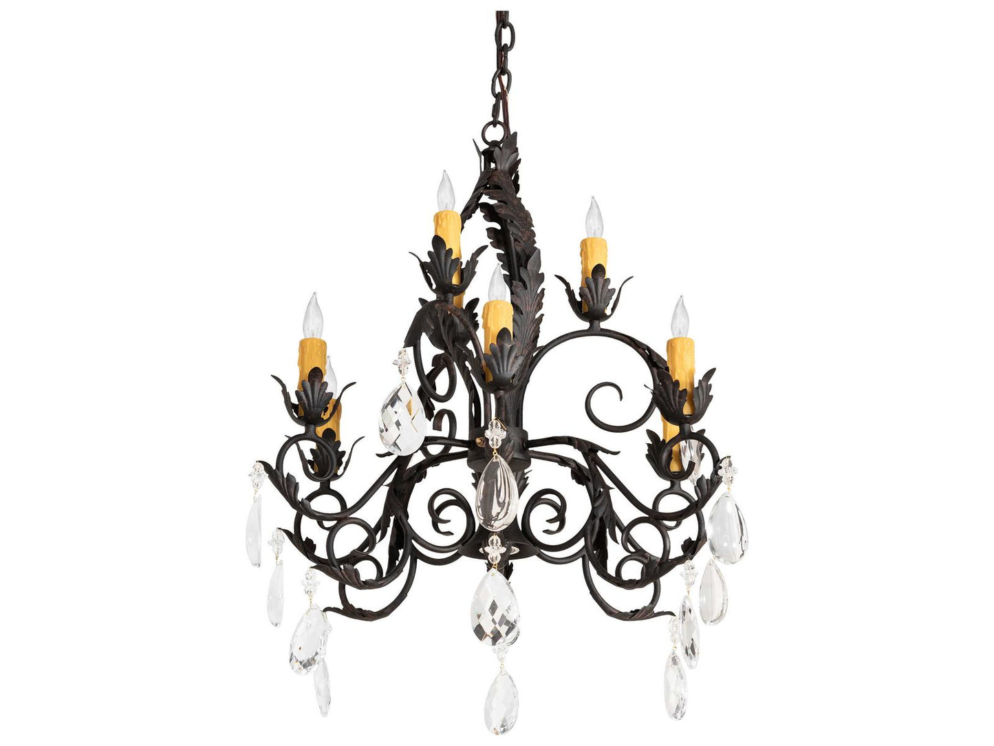 Meyda New Country French 9-Light Candelabra Chandelier in Chestnut Textured Brown