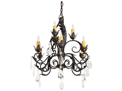 Meyda New Country French 9-Light Candelabra Chandelier in Chestnut Textured Brown