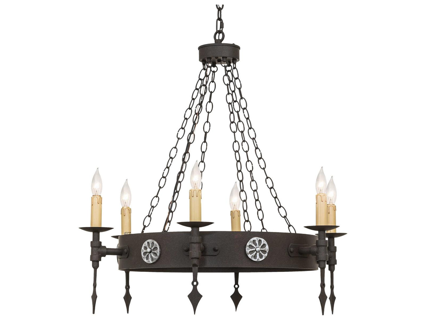 Meyda Warwick 6-Light Candelabra Chandelier in Dark Roast Black