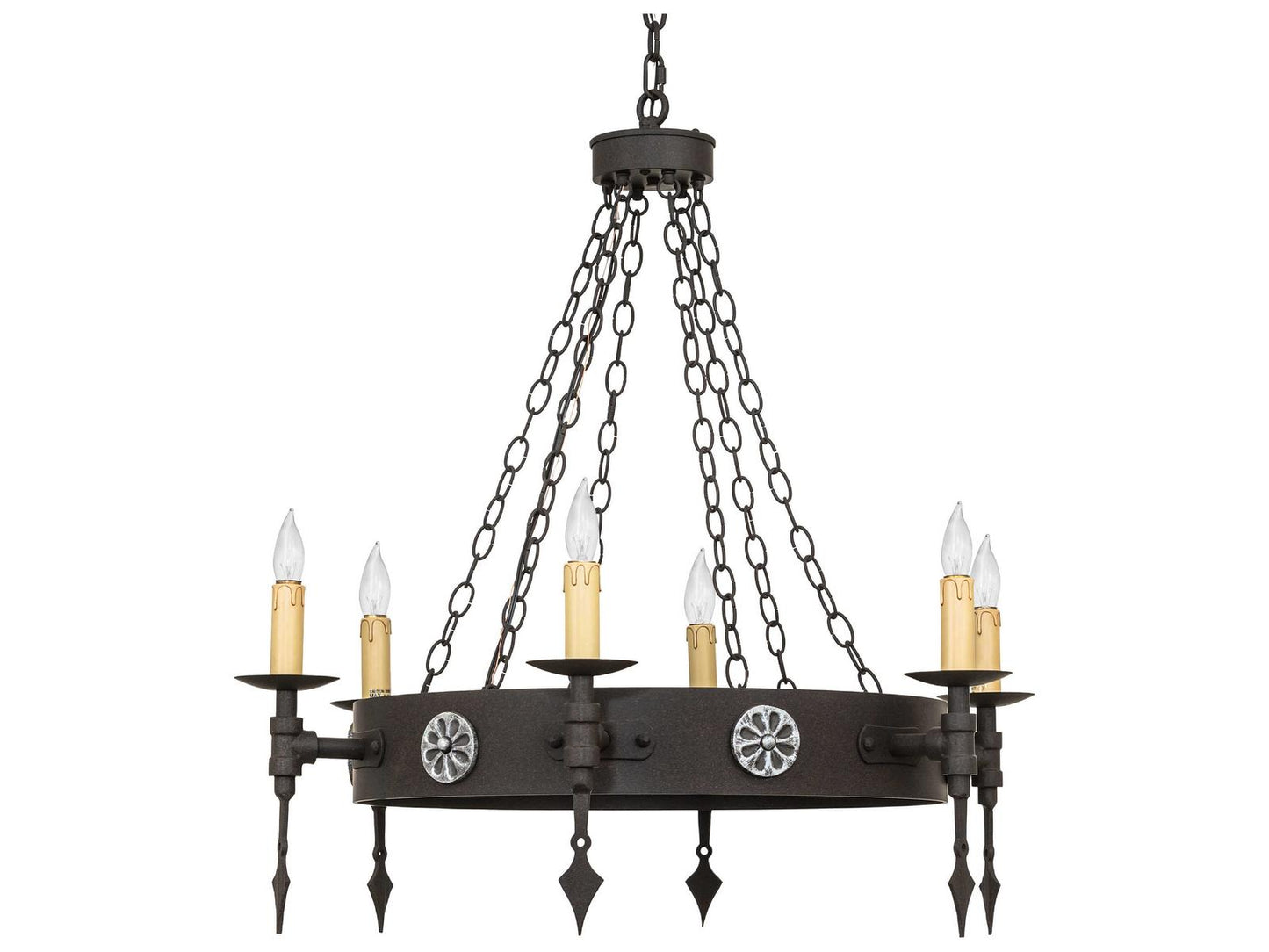 Meyda Warwick 6-Light Candelabra Chandelier in Dark Roast Black