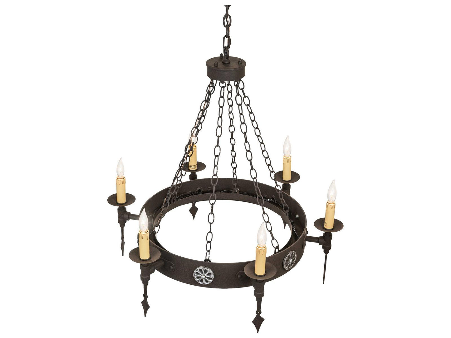 Meyda Warwick 6-Light Candelabra Chandelier in Dark Roast Black