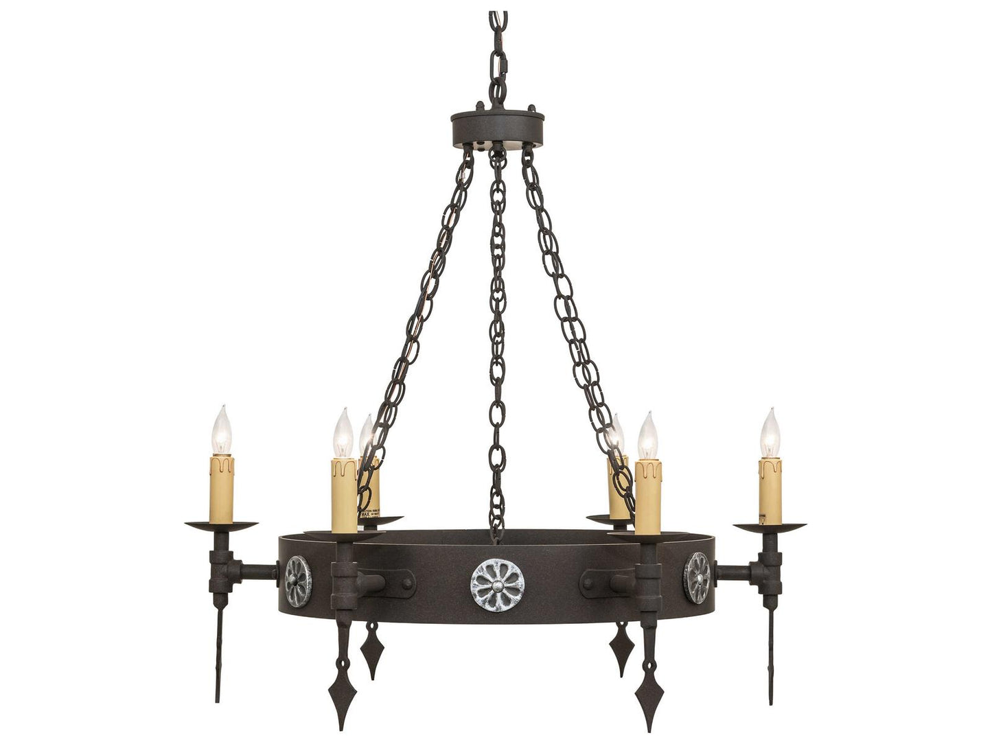 Meyda Warwick 6-Light Candelabra Chandelier in Dark Roast Black
