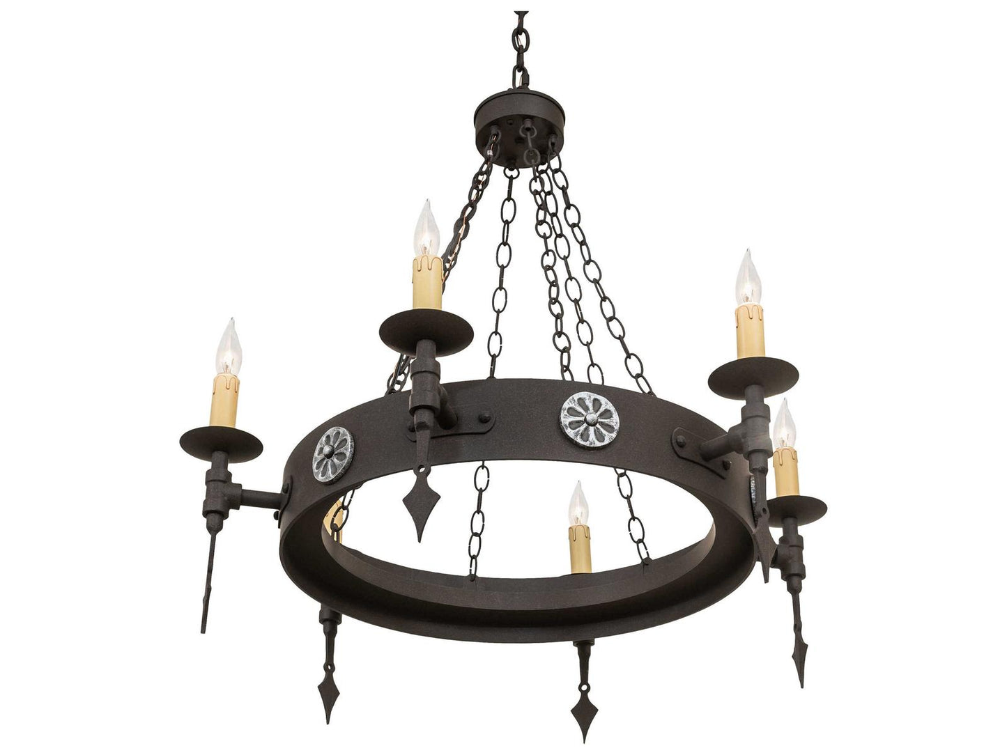 Meyda Warwick 6-Light Candelabra Chandelier in Dark Roast Black