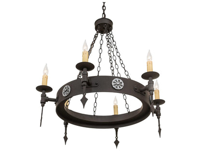 Meyda Warwick 6-Light Candelabra Chandelier in Dark Roast Black