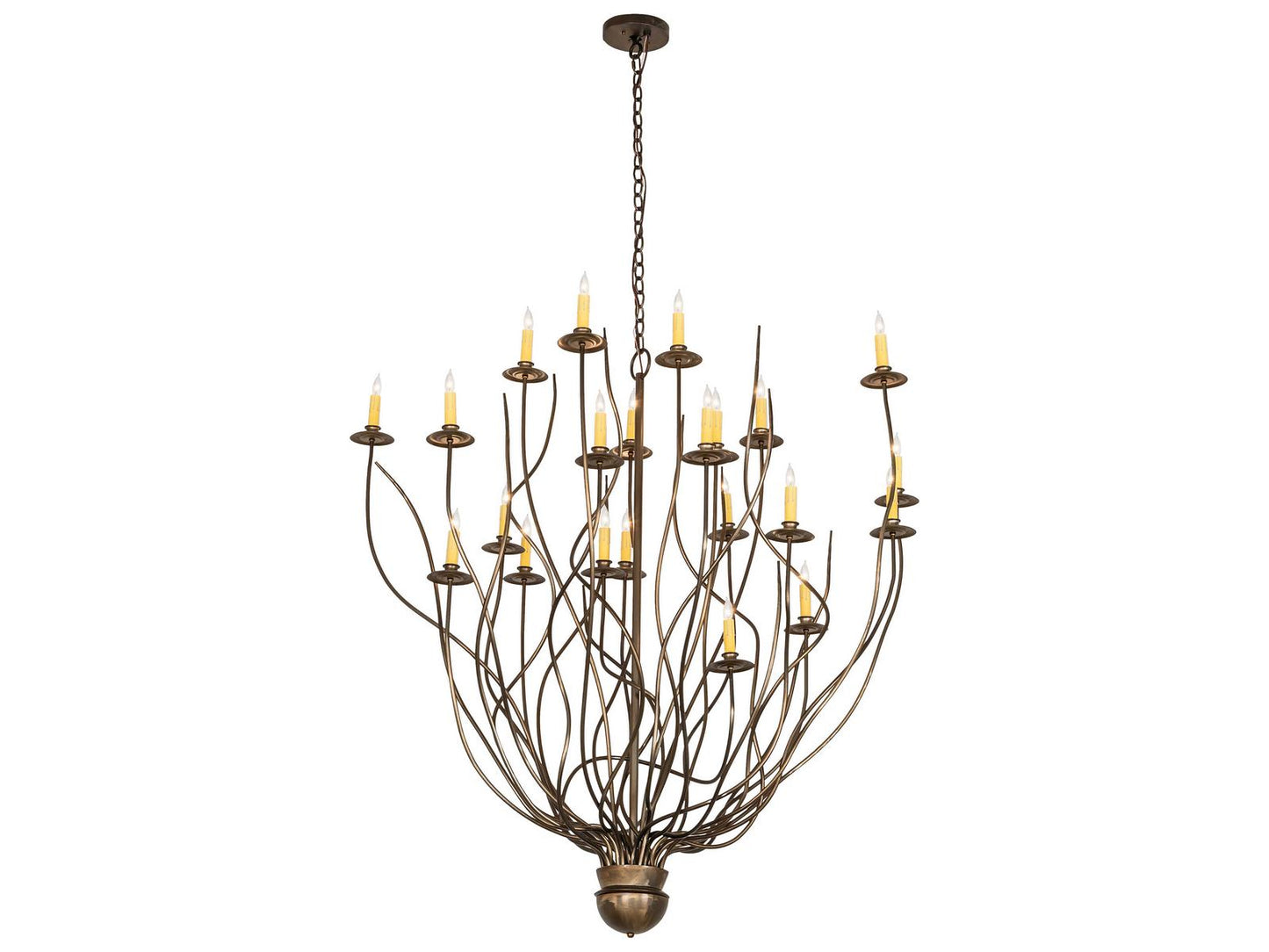 Meyda Sycamore 22-Light Antique Copper Chandelier with Faux Candlelights