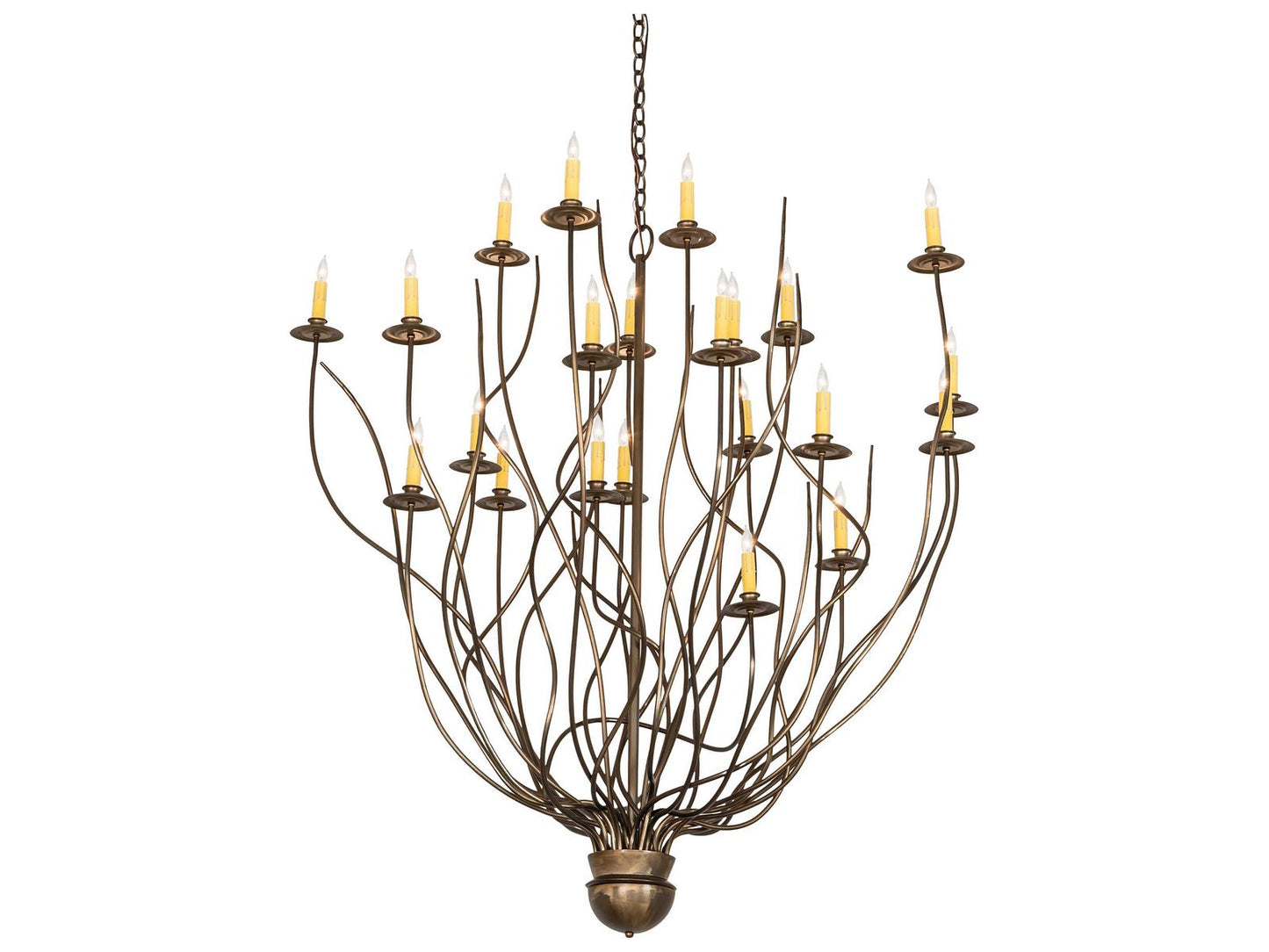 Meyda Sycamore 22-Light Antique Copper Chandelier with Faux Candlelights