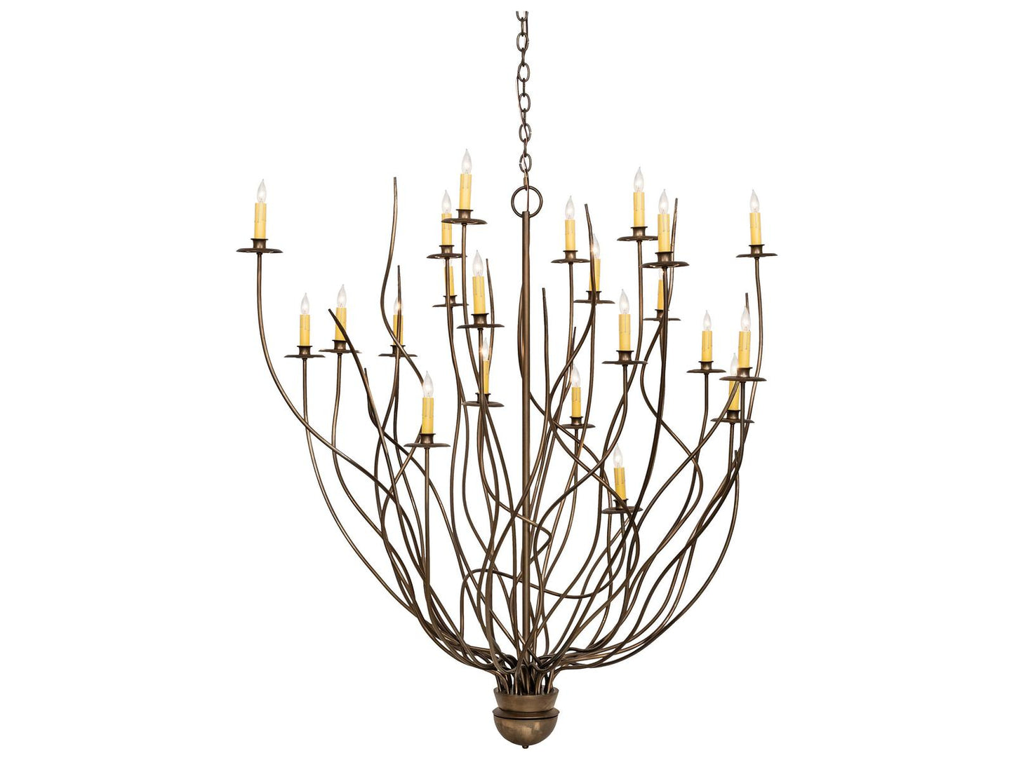 Meyda Sycamore 22-Light Antique Copper Chandelier with Faux Candlelights