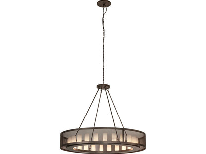 Meyda 24-Light Loxley Whitestone Idalight Cylinder Chandelier in Tyler Bronze