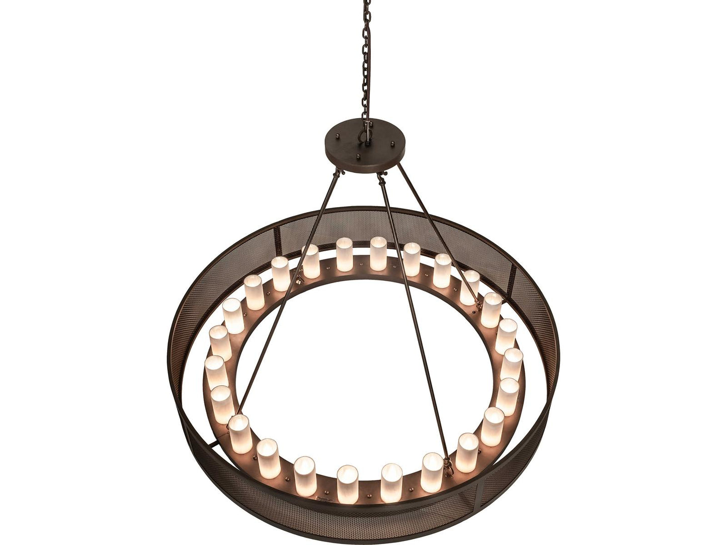 Meyda 24-Light Loxley Whitestone Idalight Cylinder Chandelier in Tyler Bronze