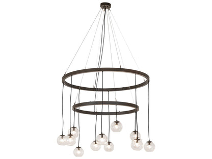 Meyda Bola 12-Light Oil Rubbed Bronze Chandelier Clear Glass Orbs