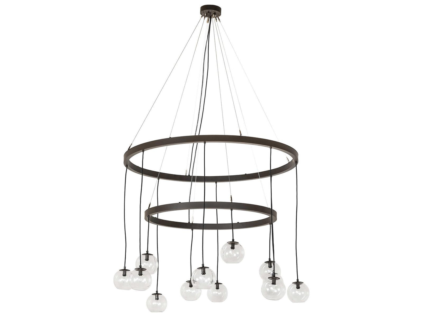 Meyda Bola 12-Light Oil Rubbed Bronze Chandelier Clear Glass Orbs