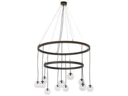 Meyda Bola 12-Light Oil Rubbed Bronze Chandelier Clear Glass Orbs